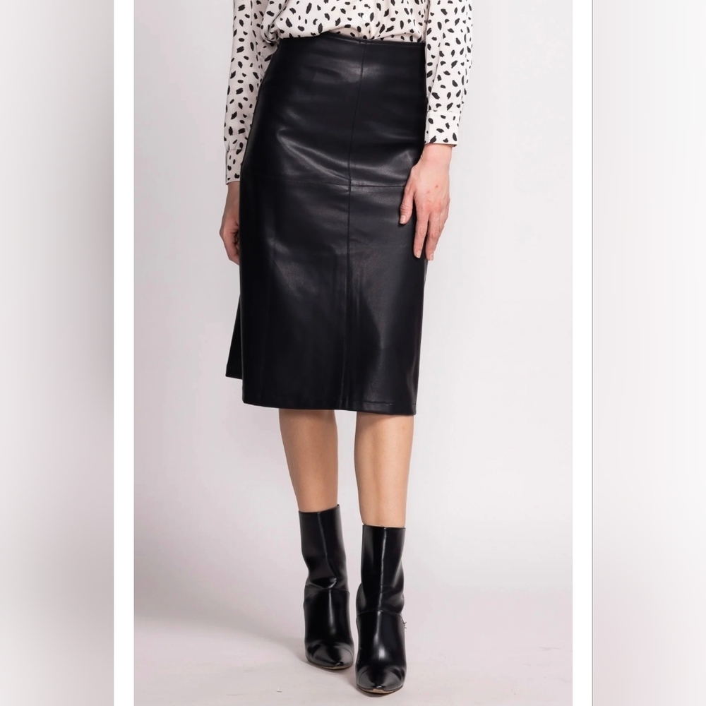 vintage 90s OLD NAVY size‎ 1 Midi A Line Skirt Real Leather Classic Lined Zip